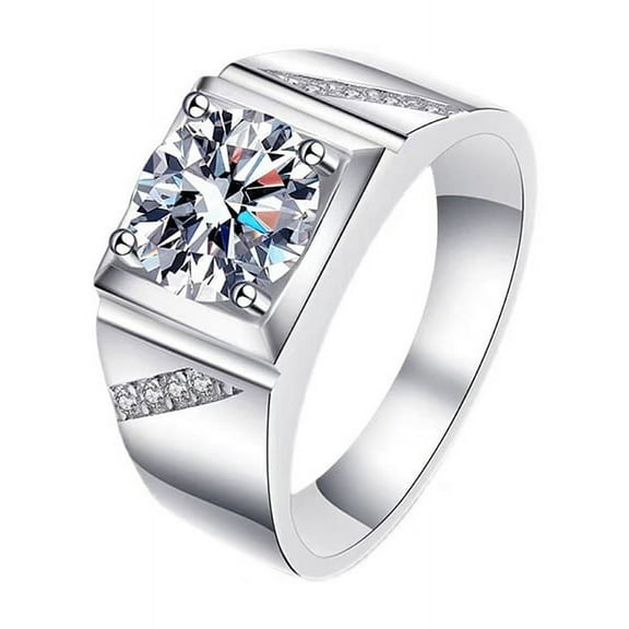 3/5 Carat Moissanite Rings for Men Engagement Ring Mens Diamond Wedding Bands 18K Sterling Silver Moissanite Promise Rings Moissanite Jewelry for Men