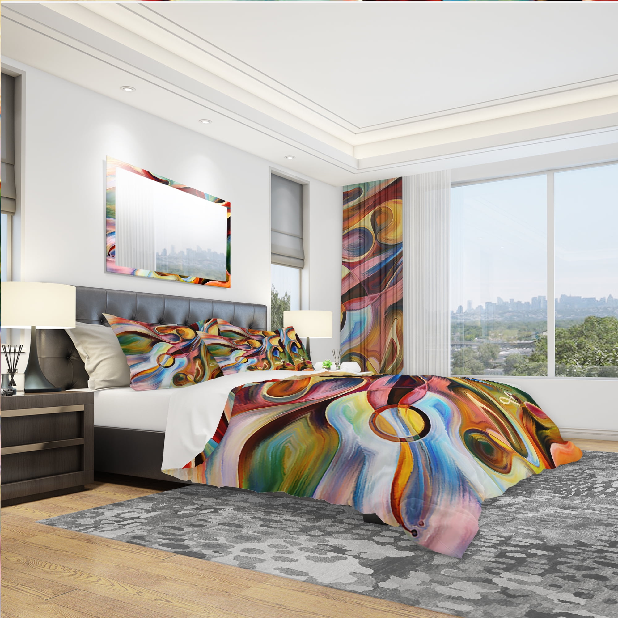 Designart 'Music Beyond The Frames' Modern & Contemporary Bedding Set - Duvet Cover & Shams