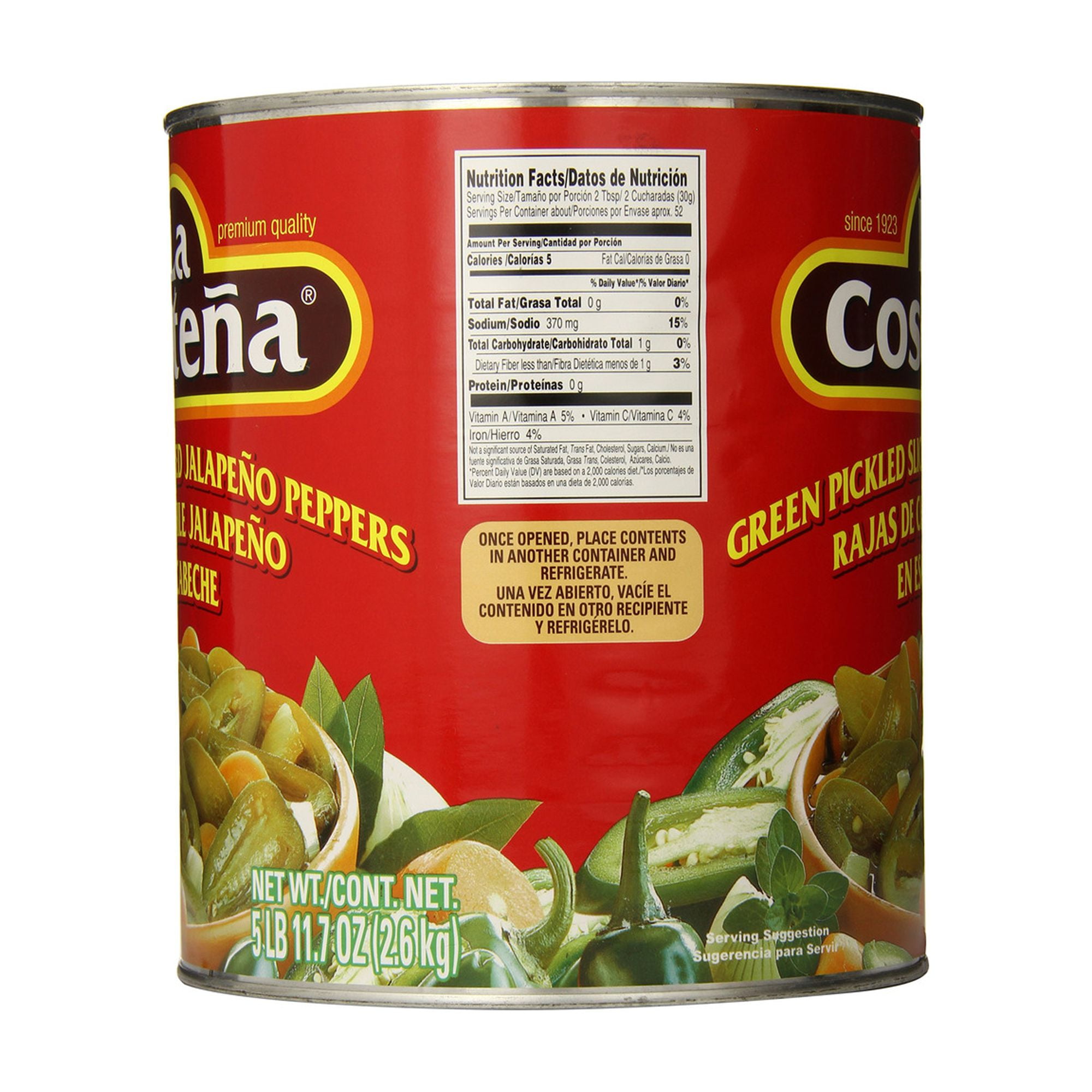 La Costena Pickled Sliced Jalapeno Peppers, Green, 93 Ounce (Pack of 8)