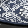 thumbnail image 3 of SAFAVIEH Blossom Travis Geometric Wool Area Rug, Navy/Ivory, 6' x 6' Round, 3 of 5