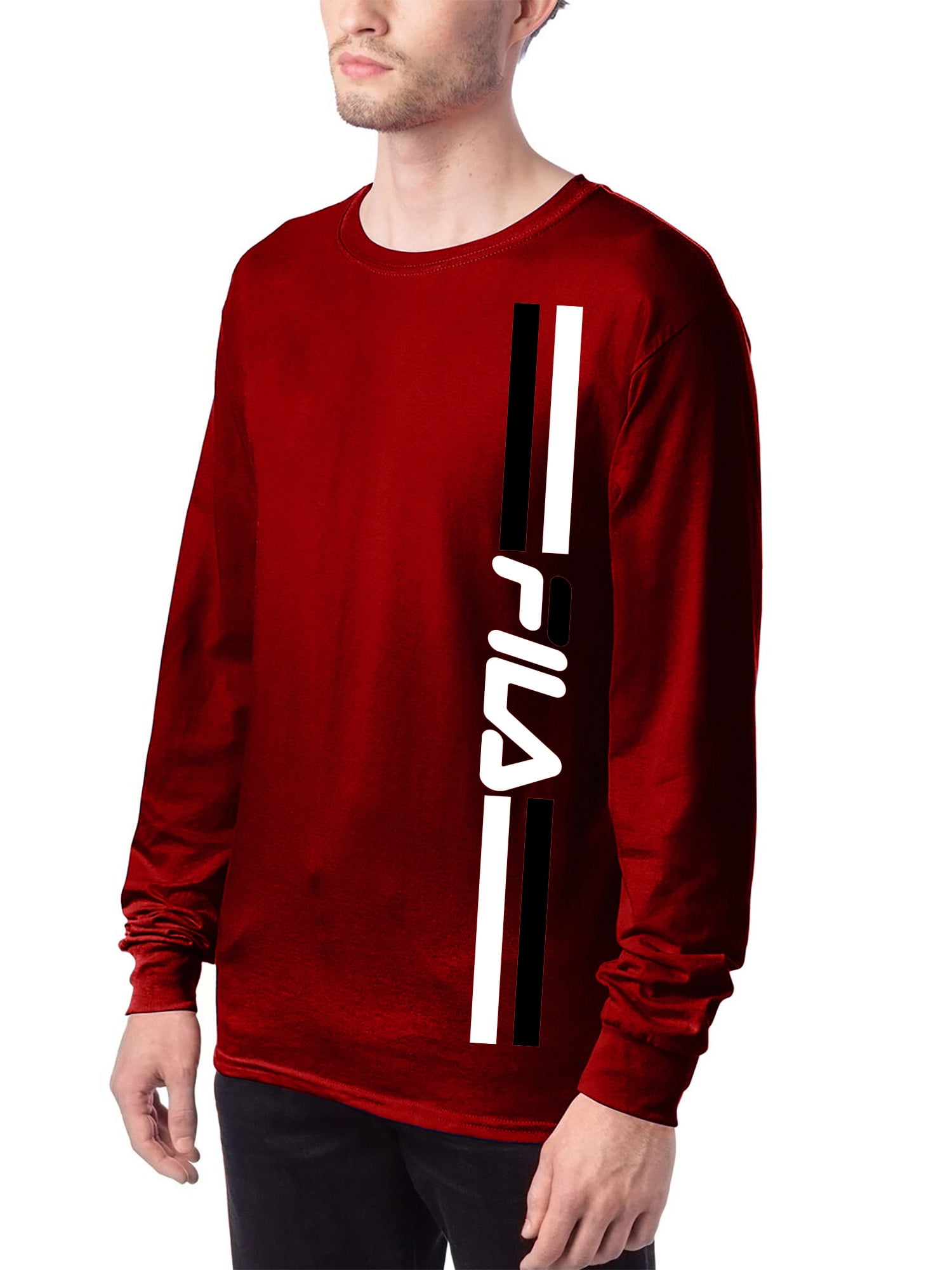 FILA Men's Big and Tall Long Sleeve Jersey Cotton Crewneck T-Shirt