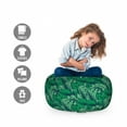 thumbnail image 2 of Hawaiian Storage Toy Bag Chair, Tropical Monochrome Pattern with Rainforest Leaves, Stuffed Animal Organizer Washable Bag, Large Size, Forest Green Sea Green, by Ambesonne, 2 of 3