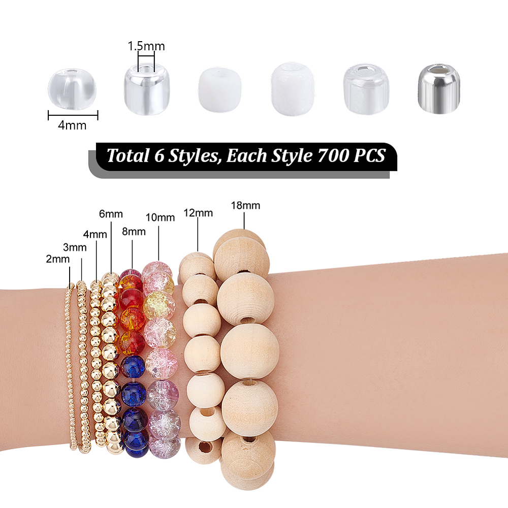 1 Set 4200Pcs 6 Styles Glass Seed Beads Mixed Styles Round White 6/0 4~5mm Hole: 1.5mm 700pcs/style