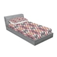 thumbnail image 2 of Ambesonne Vintage Fitted Sheet & Pillow Sham Set, Tartan Motif, Twinxl, Pale Pink Ivory Grey, 2 of 2