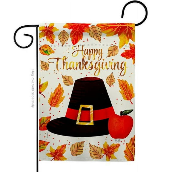 Breeze Decor G163109-BO 13 x 18.5 in. Capotain Thanksgiving Garden Flag with Fall Double-Sided Decorative Vertical Flags House Decoration Banner Yard Gift