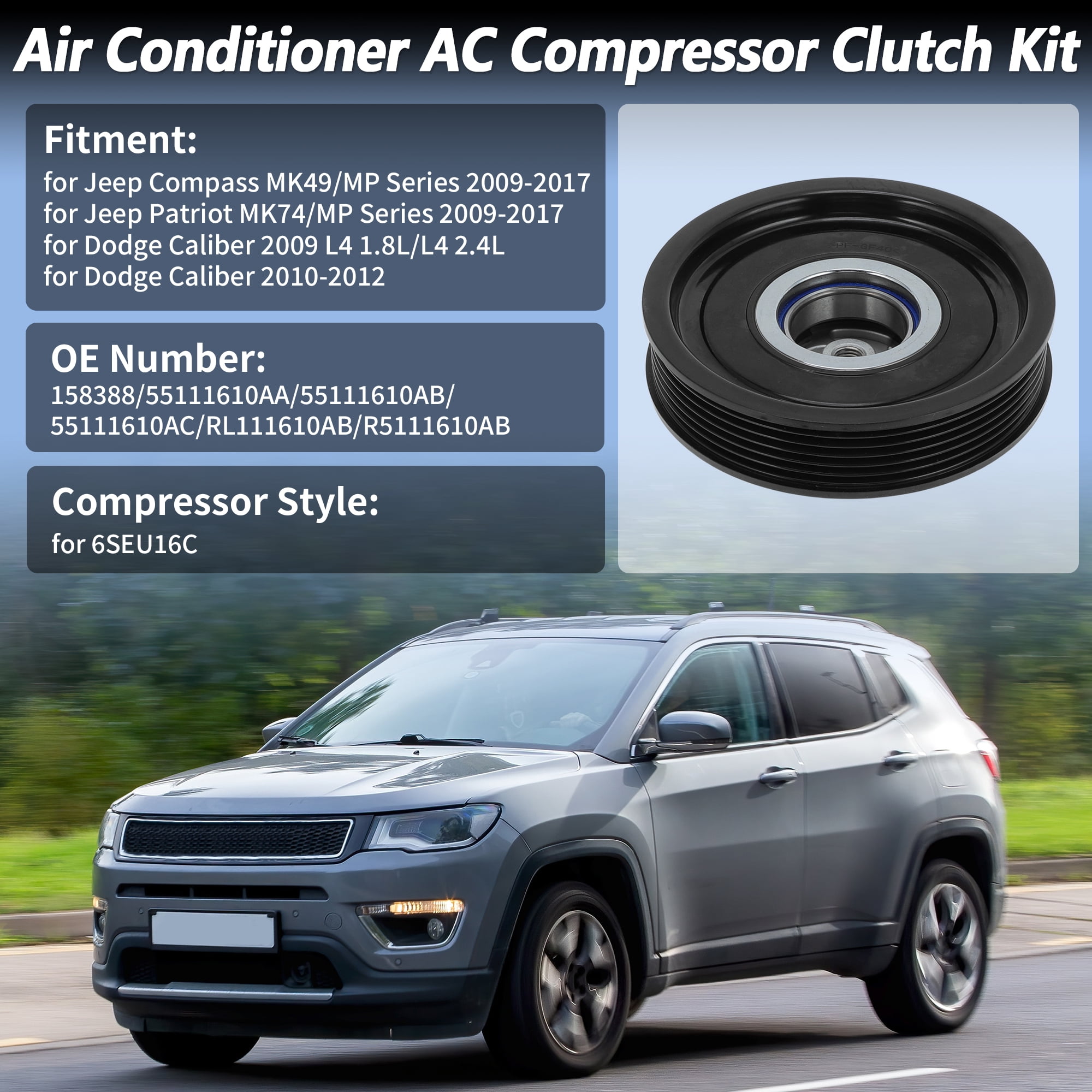 Unique Bargains Air Conditioner AC Compressor Clutch Kit for Jeep Compass