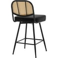 thumbnail image 7 of Bar Stools Set of 2 Swivel Upholstered Counter Height Bar Stools 26"Faux Leather Barstools with Rattan Back&Metal Footrest Comfortable Kitchen Island Chairs Black, 7 of 7