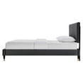 thumbnail image 4 of Platform Bed Frame, Queen Size, Charcoal Grey Gray, Velvet, Modern Contemporary, Bedroom Master Guest Suite Room, 4 of 5