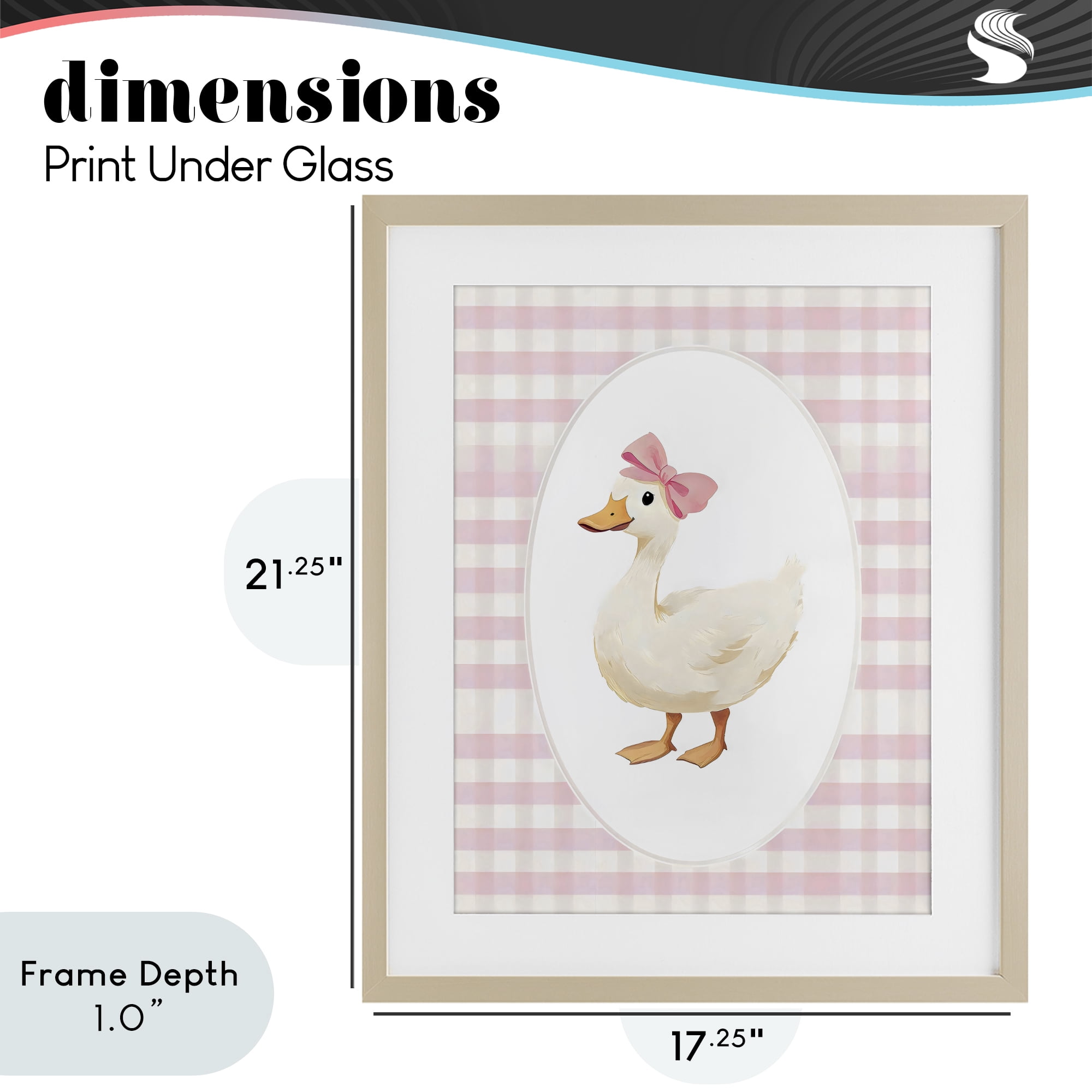 Stupell Industries Pink Gingham Duckling Birch Framed Print Under Glass, design by Arlington Prints