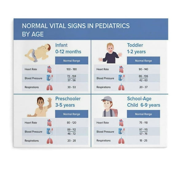 Pediatric Vital Signs Childrens Vital Signs Reference Chart Knowledge Guide Art Poster  Bedroom Office Printed Canvas Wall Art Decoration Painting Poster