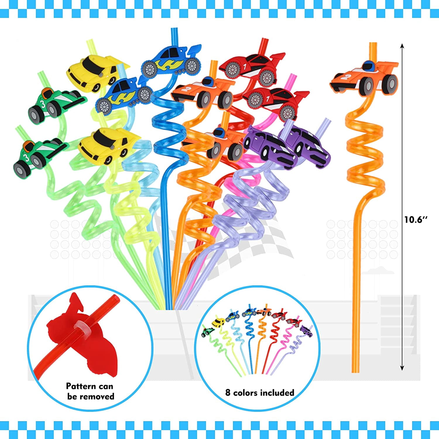 12 Pack Race Car Party Favors for Kids Boys Checkered Gift Bags Flags Keychains Straws Slap Bracelets Mini Race Cars Tattoo Race Car Themed Birthday Party Supplies Baby Shower Goodie Bag Pinata Filler