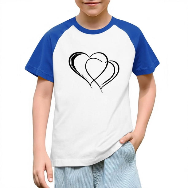 Blusas y camisas de manga corta con cuello redondo para niños y niñas, blusa de manga corta con estampado de cuello redondo