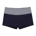 thumbnail image 3 of Lakaka Women Striped Fold Over Waist Shorts Y2K Low Waist Yoga Loungewear Shorts Dark Blue L, 3 of 3