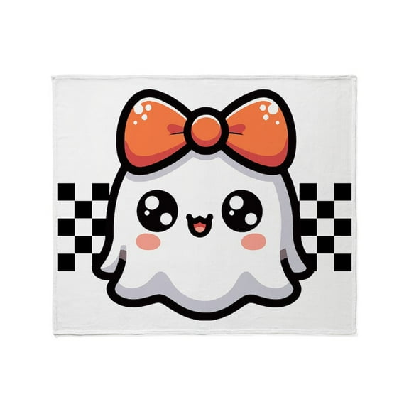 CafePress - Halloween Ghost Cute Checkered - Soft Fleece Throw Blanket, 50"x60" for All Ages