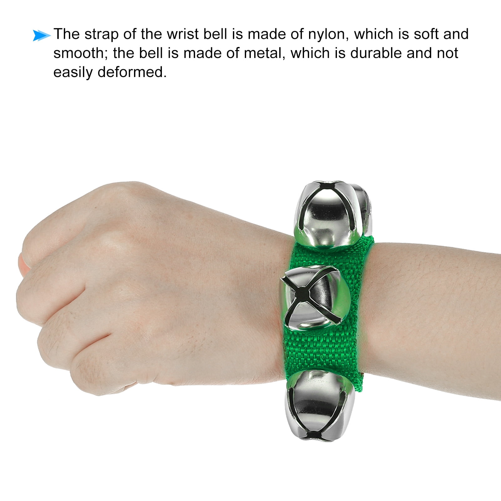 8pcs Wrist Bells, Jingle Bells Ankle Bells Percussion Instruments Musical Rhythm Band 4 Silver Bells, Dark Green