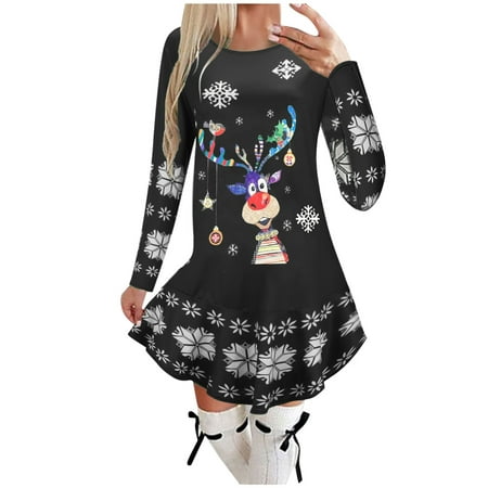 Summer Black Dresses For Women 2022 Womens Autumn And Winter New Long-sleeved Christmas Casual Sexy Dress