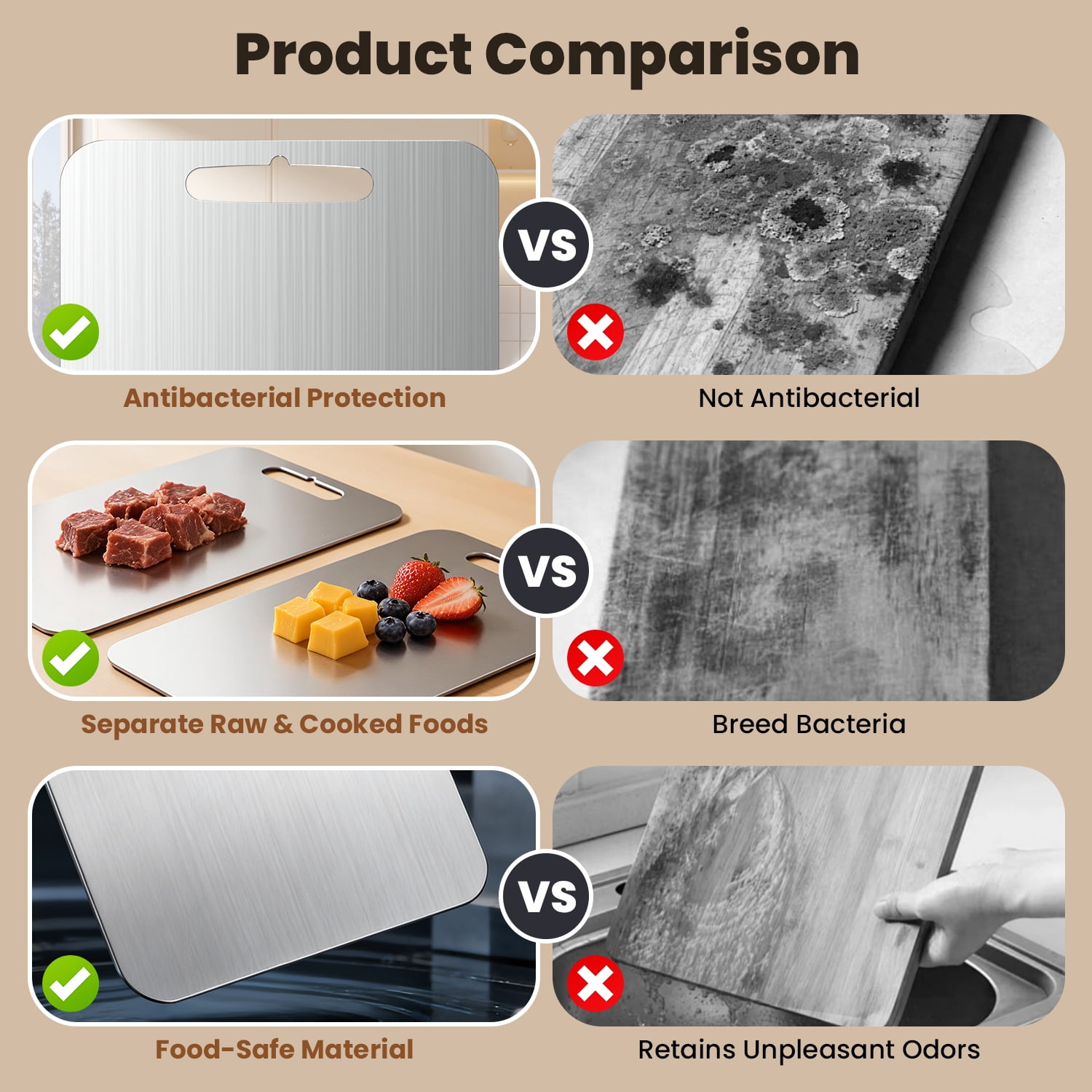 Titanium Cutting Board-3 pack Titanium Cutting Boards for Kitchen/Double Sided Titanium Cutting Mat(S+M+L)