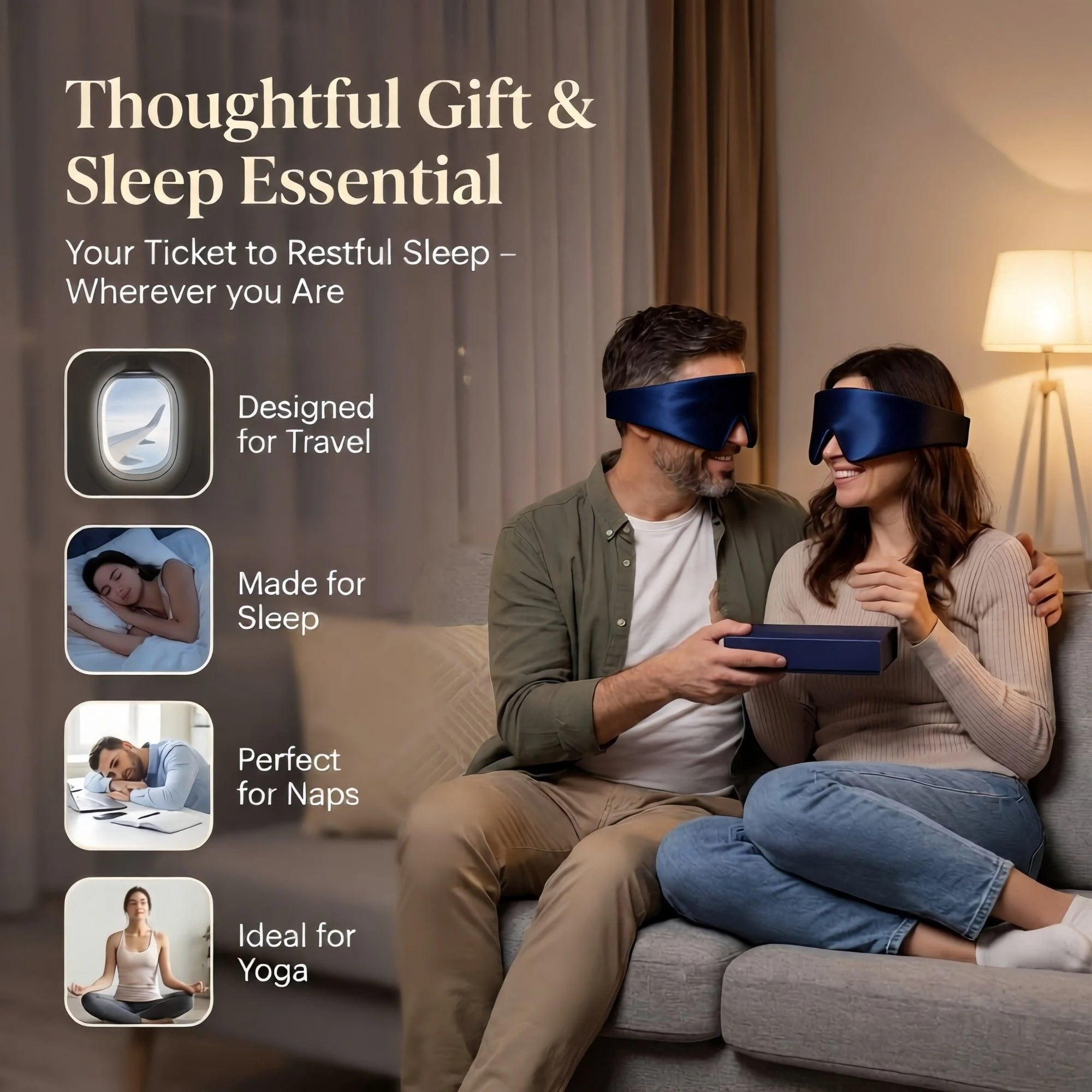 FACEMOON Bluetooth 3D Eye Mask Sleep Headphones Soft Cotton Blindfold Wireless with Speaker Microphone