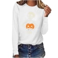 thumbnail image 6 of JOANKDMI Women's Skeleton Pumpkin Print Shirts Long Sleeve Halloween Graphic Tops Crewneck Casual Loose Fall Pullovers Funny Tees Holiday Party, 6 of 7
