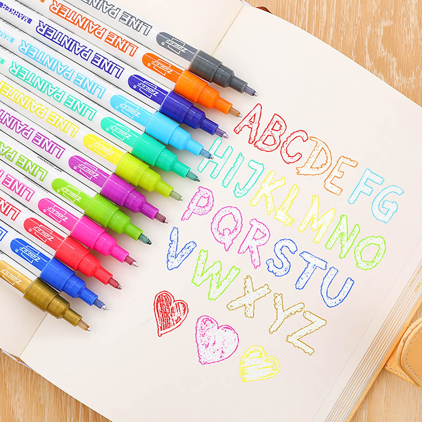 12Pcs Double Line Outline Markers â Outline Pen & Outline Marker, Gel Markers,  Glitter Gel Pens for Professional Looking Valentine's Day DIY Crafts