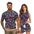thumbnail image 2 of KUIFORTI Funny Couple Golf Shirts Colorful Palm Couple Golf Matching Outfits Quarter Zip Mens Hawaiian Shirt Suitable for Outdoor Sports Breathable Fabric Quick Dry, 2 of 5