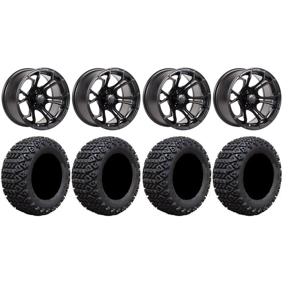 GTW Spyder 12" Golf Cart Wheels Black 23" X-Trail Tires Yamaha