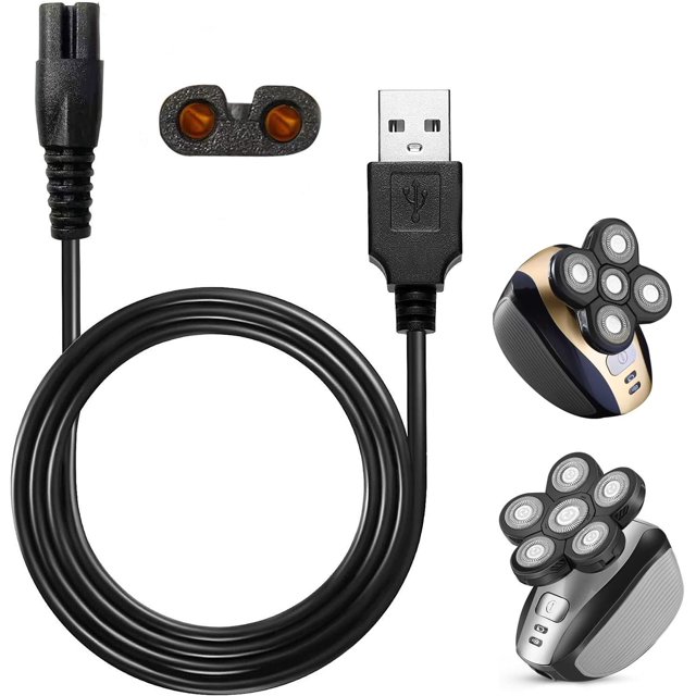 Cordon de Chargeur pour Rasoir Universel Compatible avec Rasoir pour Tête, Cordon de Chargeur WAHFOX pour de Nombreuses Marques, Câble USB pour Rasoir, Cordon d'Alimentation pour Rasoir Électrique de Remplacement