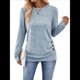 thumbnail image 2 of Camisa de Larga con Puños Abotonados para Mujer, Suéter Informal de Otoño, Moda Azul L, 2 of 10