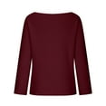 thumbnail image 6 of Lovskoo Sweaters for Women Solid Color Casual Loose Off Shoulder Knitwear Pullover Long Sleeve Sweater Tops Blouse Claret, 6 of 7