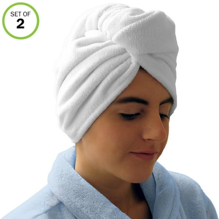 - Evelots Microfiber Absorbent Hair Drying Towel Wraps for Long or Short Hair- S/2
