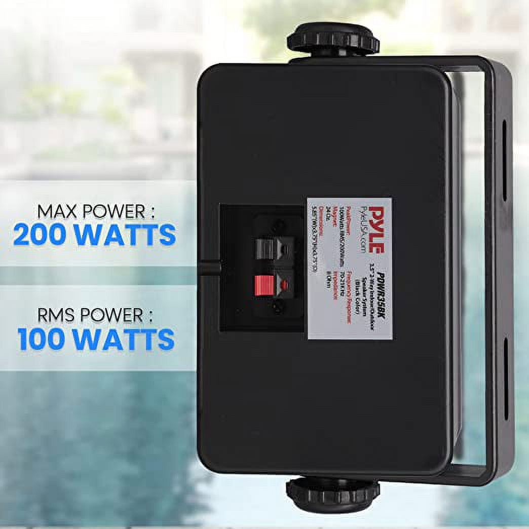 Pyle I Outdoor Speakers Pair - 200 Watt Dual Waterproof 3.5” 2-Way Full Range Speaker System Black