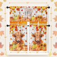 thumbnail image 5 of dinii Fall Kitchen Window Curtains and Valances Set 36 Inch, Highland Cow Pumpkin Leaves Rustic Short Tier Curtain for Cafe Living Room Bathroom, Autumn 3 Pieces Set Kitchen Decor, 5 of 6