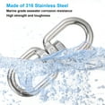 thumbnail image 4 of Uxcell Double Ended Swivel Eye Hook M4 Working Load 65kg/143 lbs 316 Stainless Steel Eye to Eye Swivel Shackle 4Pcs, 4 of 6