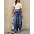 thumbnail image 3 of Women Barrel Leg Casual Jeans Loose Copped Ripped Denim Pants, 3 of 7