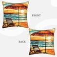 thumbnail image 3 of Haiem Beach Umbrella Sunset Print Velvet Soft Solid Decorative Square Throw Pillow Covers Set with Elegant Piping Christmas Cushion Case for Sofa Bedroom Car-16"x16", 3 of 8