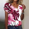 thumbnail image 2 of PVCS Womens Tops Women's V-Neck Fashion Casual Printed Button-Up Blouse T-Shirt Tops Blouse, 2 of 5