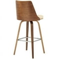 thumbnail image 4 of Maklaine 30" Modern Faux Leather Swivel Bar Stool in Cream/Walnut, 4 of 8