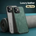thumbnail image 6 of Premium PU Leather + TPU Back Case for iPhone 12, Luxury Thin Fit Shockproof Drop Protective Skin Friendly Support Magnetic Car Mount Case Cover for iPhone 12, Green, 6 of 7