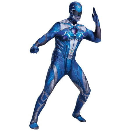 Mens Power Rangers Costume Blue Ranger Suit Leotard Bodysuit