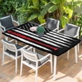thumbnail image 2 of American Flag Table Cloths for 6 Foot Rectangle Tables, US Flag Baseball Stars Vintage Black Patio Waterproof Elastic Fitted Tablecloths, Washable Rectangular Table Cover for Camping, 2 of 8