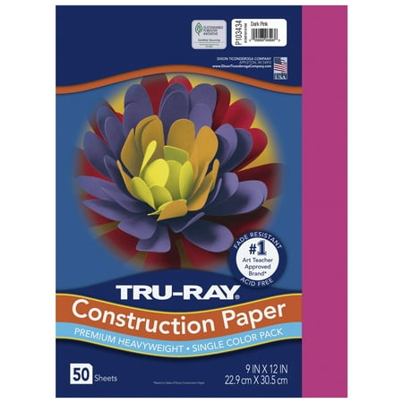 UPC: 0084001034349 | Pacon Tru-Ray Construction Paper – 9 x 12 Dark Pink 50 Sheets