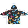 thumbnail image 7 of Black Blue Yellow Butterfly Pattern Blanket Hoodies for Kids 6-13YR Oversize Wearable Blanket Hoodies for Boys Girls Teens, 7 of 7