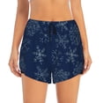 thumbnail image 2 of Balery Snowflake Dark Blue Pantalones cortos deportivos para mujer con forro y dos bolsillos, elásticos, para entrenamiento, gimnasio, yoga-X-Large, 2 of 7