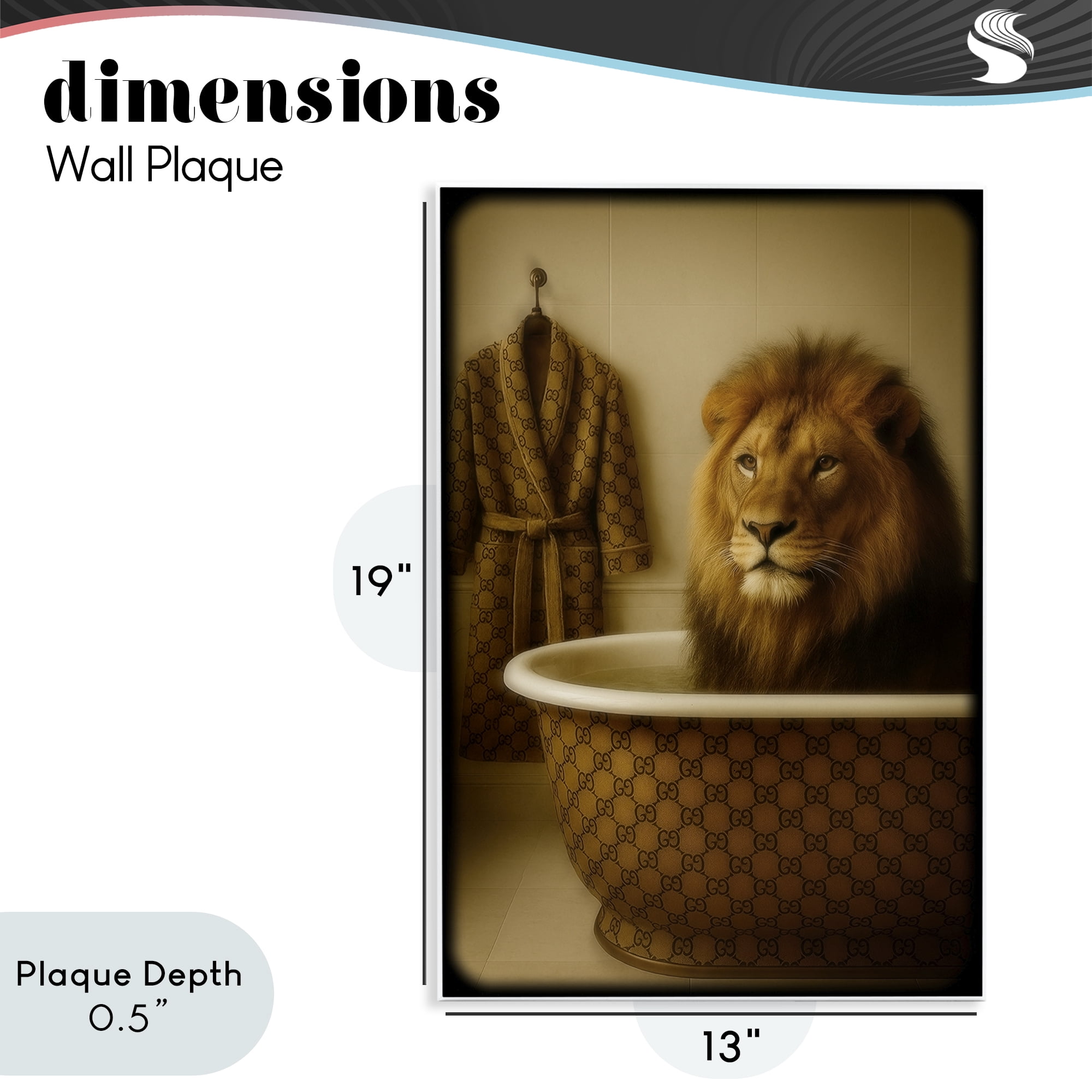 Stupell Industries Couture Lion in Luxury Tub Wall Plaque Art, design by Grotto Studios