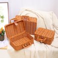 thumbnail image 2 of Valise de Rangement en Rotin Vintage Tissée pour Voyage Pique-Nique Boîte à Bagages pour Garde-Robe, 2 of 7