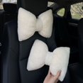 thumbnail image 4 of Cojín para reposacabezas de coche con lazo blanco de lana de cordero, almohada para el cuello, reposacabezas para asiento de coche, soporte lumbar, almohada cervical para coche con bonitos dibujos ani, 4 of 5