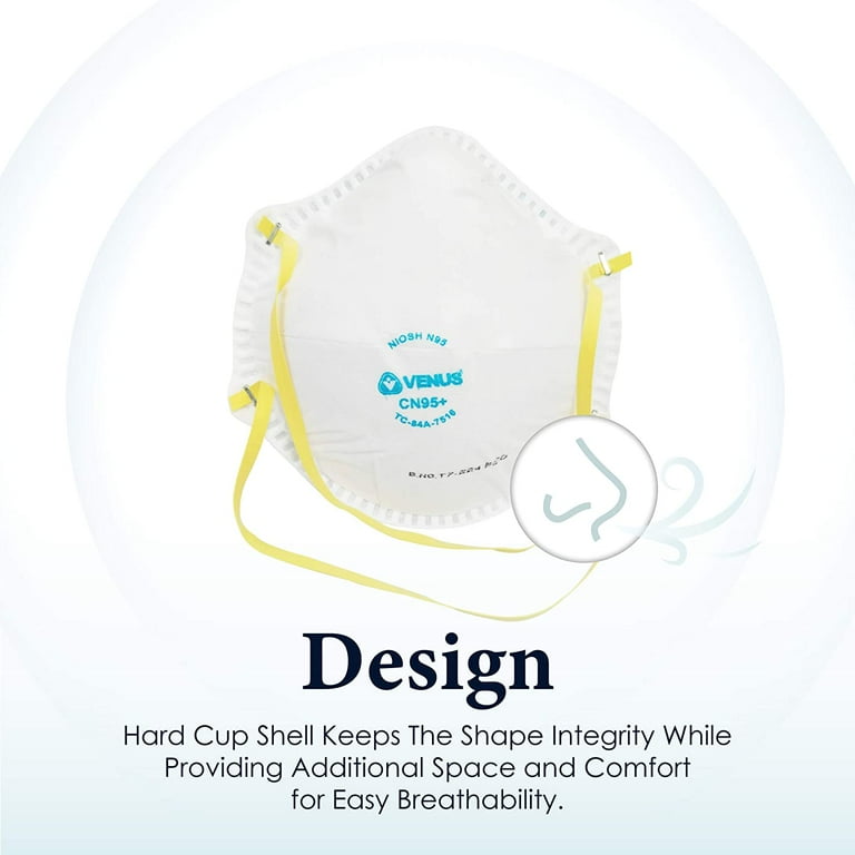 Venus NIOSH Approved N95, Cup Style, 95%+ Filtration (20
