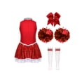 thumbnail image 2 of Oyolan Déguisement de Pom-Pom Girl pour Filles Enfants Robe de Fête Ensemble d'Équipe de Cheerleading à Paillettes avec Pompons A Rouge 6, 2 of 5