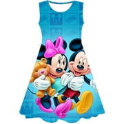 Minnie Mouse filles robe 2023 été nouvelles filles col rond série Disney dessin animé robes décontractées soirée une pièce jupes