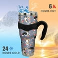 thumbnail image 2 of 40 oz Tumbler with Handle and Straw 40oz Floral Dog Cup Insulated Coffee Travel Mug Spill Proof Leak Proof 40 ounce Stainless Steel Slim 40 oz tumbler with handle and Lid, 2 of 6